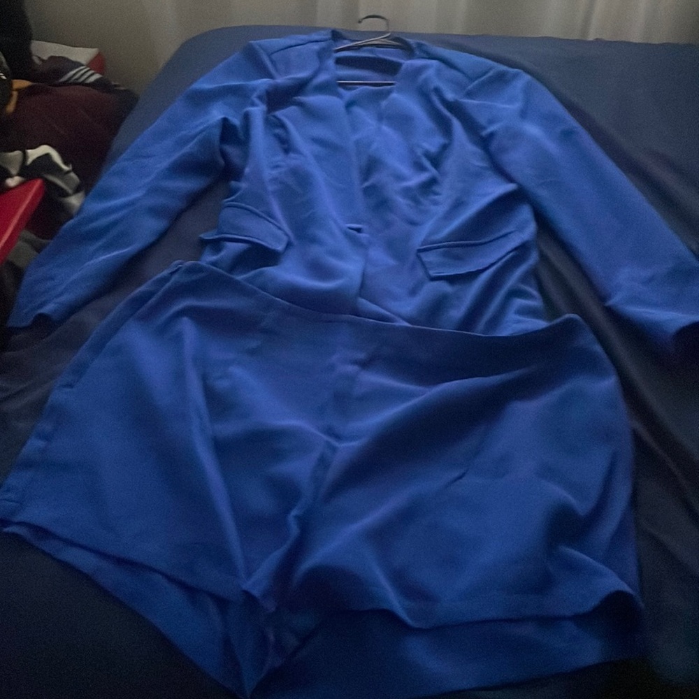 Blue blazer and shorts set